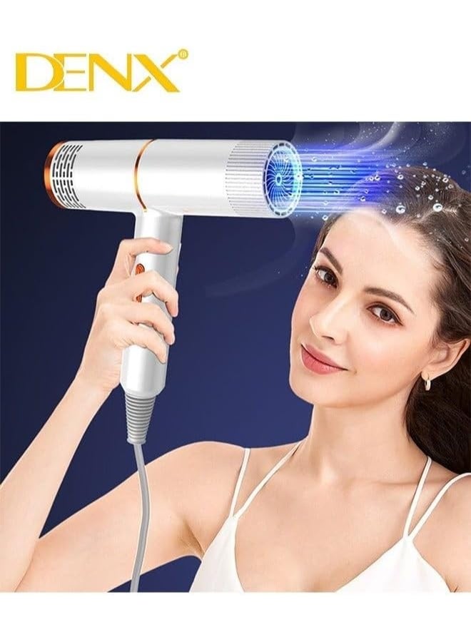 دينكس مجفف شعر صغير الحجم من DENX طراز DX1348 - قوة 800 واط، خفيف الوزن ومناسب للسفر، قابس بريطاني، سلك بطول 1.6 متر، تقنية الأيونات السالبة لتصفيف الشعر والحصول على شعر ناعم وحريري. - Image 3