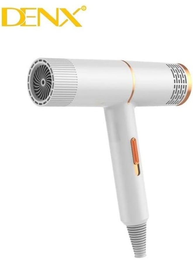 دينكس مجفف شعر صغير الحجم من DENX طراز DX1348 - قوة 800 واط، خفيف الوزن ومناسب للسفر، قابس بريطاني، سلك بطول 1.6 متر، تقنية الأيونات السالبة لتصفيف الشعر والحصول على شعر ناعم وحريري. - Image 1
