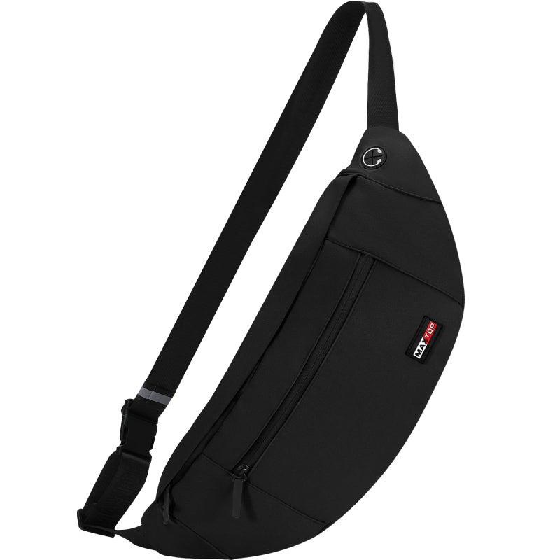 MAXTOP Super Large Black Fanny Pack Sling Bag for Men Women Crossbody Sling Chest Bag for Travel Cycling Hiking Climbing - Image 1