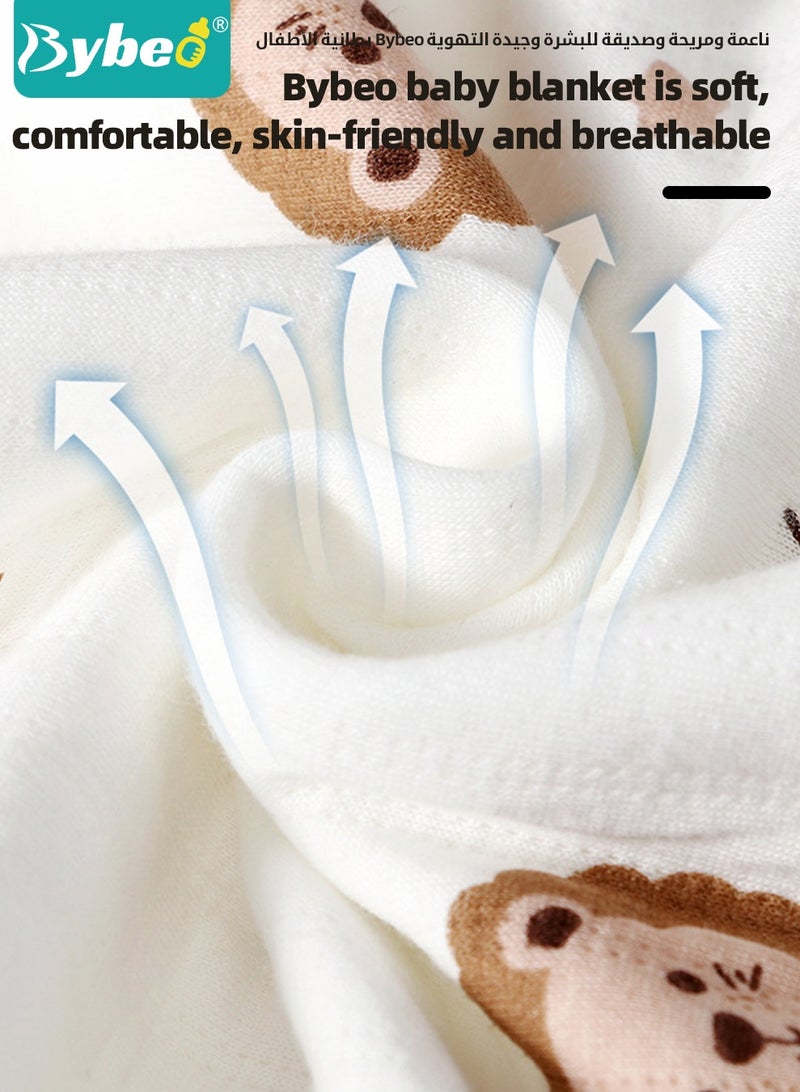 Bybeo 2 PCS Baby Swaddle Blanket Wrap Cap Set Newborn Infant Sleep Sack With Caps and Belt, 100% Breathable Cotton 0-12 Month - Image 5