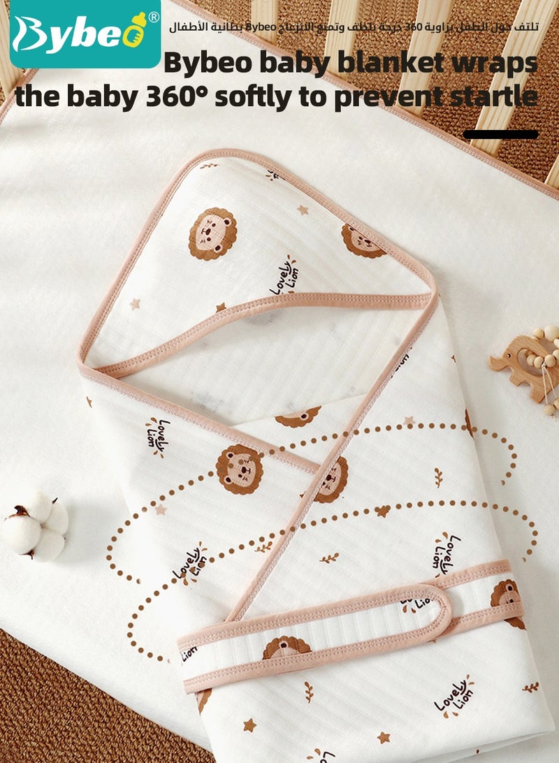 Bybeo 2 PCS Baby Swaddle Blanket Wrap Cap Set Newborn Infant Sleep Sack With Caps and Belt, 100% Breathable Cotton 0-12 Month - Image 3