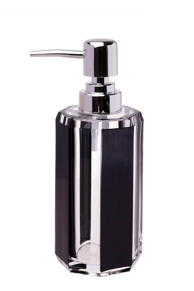 Bathroom Accessories Set,4 Piece Acrylic Bathroom Accessory Set,Lotion Dispenser,Soap Dish,Toothbrush Holder,Tumbler,Countertop Vanity Organizer,Bathroom Decor Set(Brushed Black) - Image 2