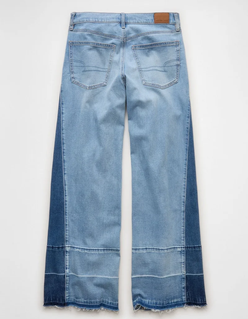American Eagle  AE Dreamy Drape Patchwork Low-Rise Baggy Wide-Leg Jean for Women | Best Price UAE