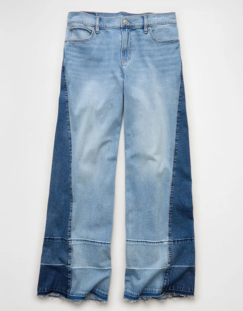 American Eagle  AE Dreamy Drape Patchwork Low-Rise Baggy Wide-Leg Jean for Women | Best Price UAE