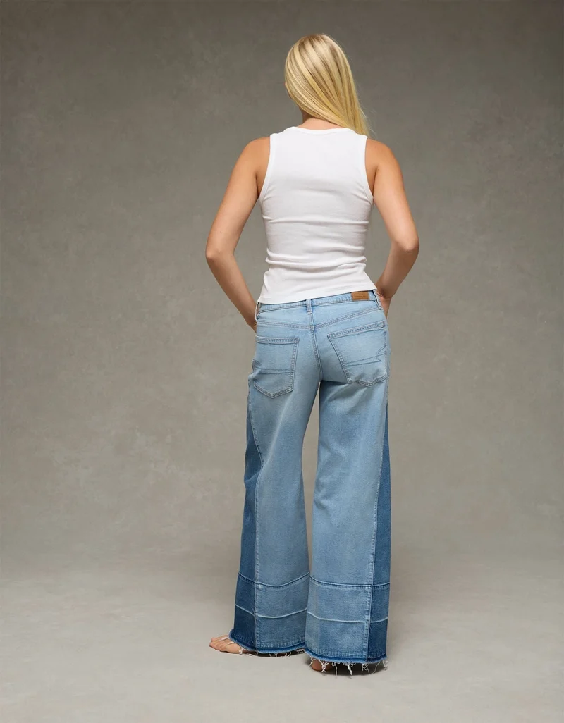 American Eagle  AE Dreamy Drape Patchwork Low-Rise Baggy Wide-Leg Jean for Women | Best Price UAE