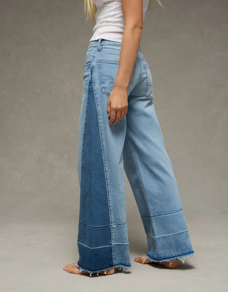 American Eagle  AE Dreamy Drape Patchwork Low-Rise Baggy Wide-Leg Jean for Women | Best Price UAE