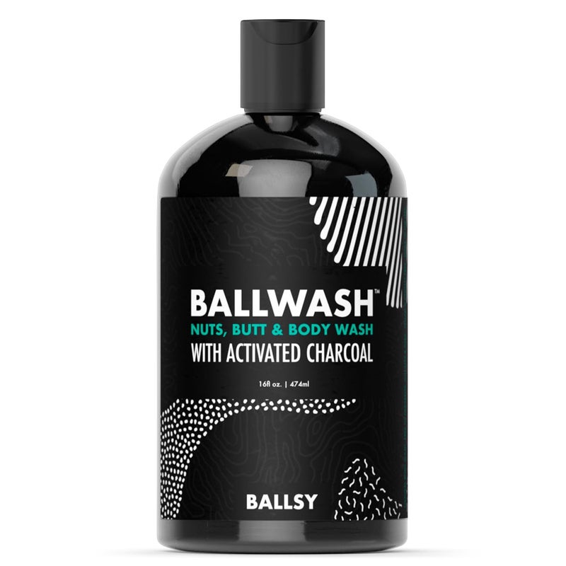 Ballsy Ballwash Charcoal Body Wash for Men - Moisturizing Menâ€™s Bodywash with Coconut Oil â€“ Soap for Men & Great for your Most Intimate Areas, 16 Oz - Image 1
