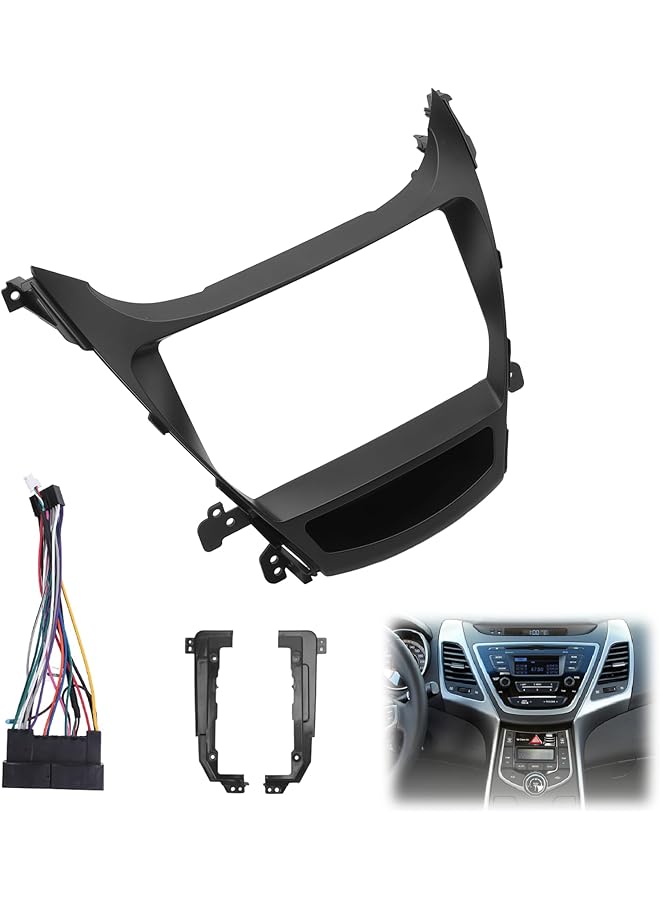 Jiawu 9 Inch Car Radio Stereo Fascia Frame Panel Trim Bezel, Car Radio Stereo Fascia Panel Trim For Elantra 2015 2016, Dash Mounting Frame (With Wire Harness) - Image 1
