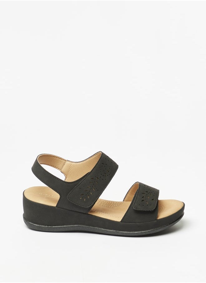 Flora Bella - Women Floral Cutwork Detail Sandals with Hook and Loop Closure - Image 1