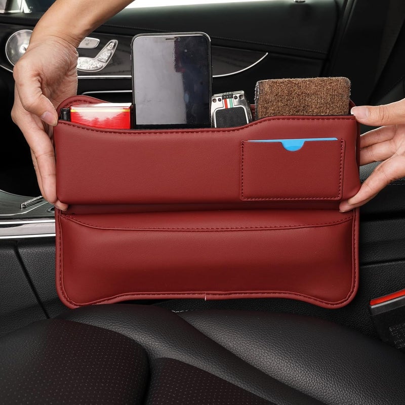 Khazna Car Seat Gap Organizer, Front Seat Gap Filler Car Organizer Between Seats Leather Adjustable Multifunctional Car Organization Accessories for Phone, Sunglasses Money, Cards, Keys, Remote (Brown) - Image 5