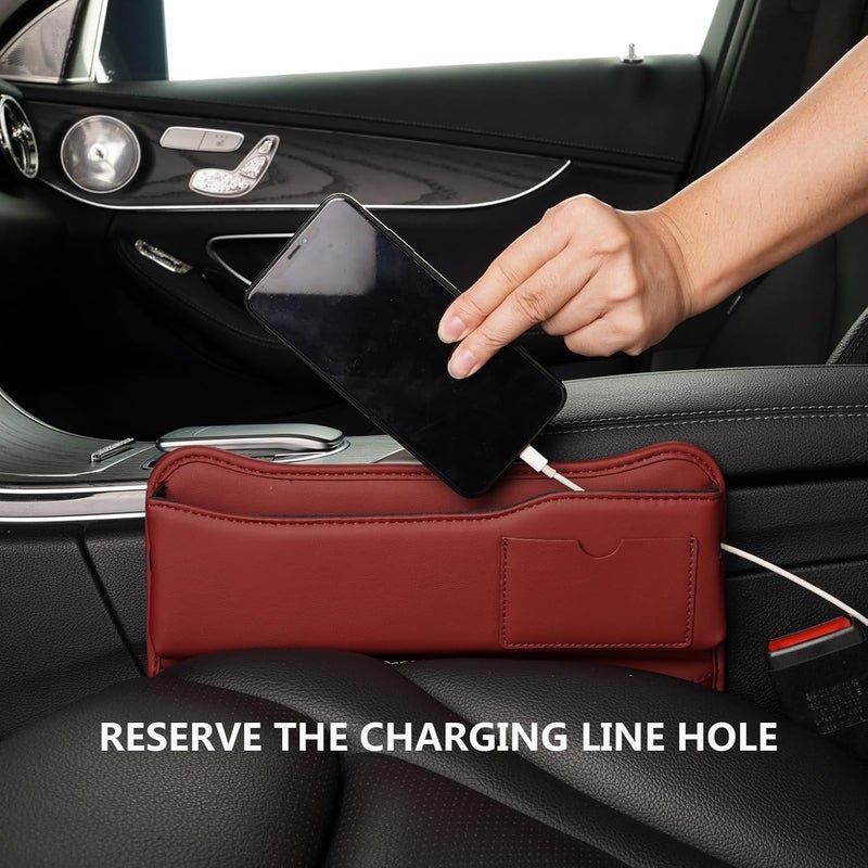 Khazna Car Seat Gap Organizer, Front Seat Gap Filler Car Organizer Between Seats Leather Adjustable Multifunctional Car Organization Accessories for Phone, Sunglasses Money, Cards, Keys, Remote (Brown) - Image 2