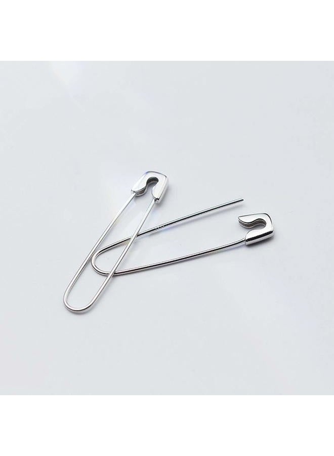 Dtja Minimalist Safety Pin Cartilage Sterling Silver Big Hoop Earrings for Women Girls Elegant Dangle Drop 37mm - Image 5
