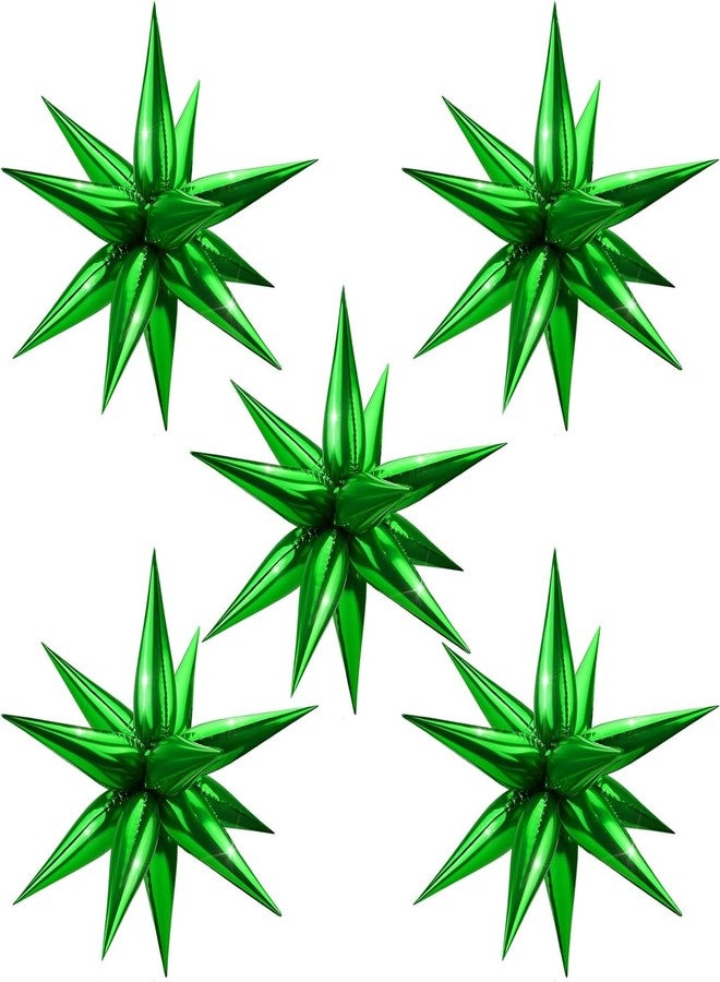 Moukiween 60 PCS Green Star Balloons, 12 Point Cone Explosion Star Foil Balloons for Christmas, Birthday, Wedding, St. Patrick's, Safari Jungle Decorations (Green) - Image 1