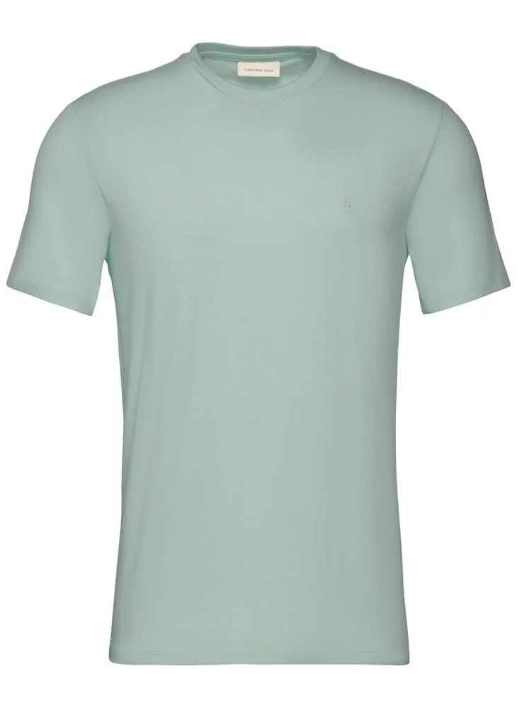 Calvin Klein Jeans Pale Meadow Monogram Embroidery T-Shirt for Men | Best Price UAE
