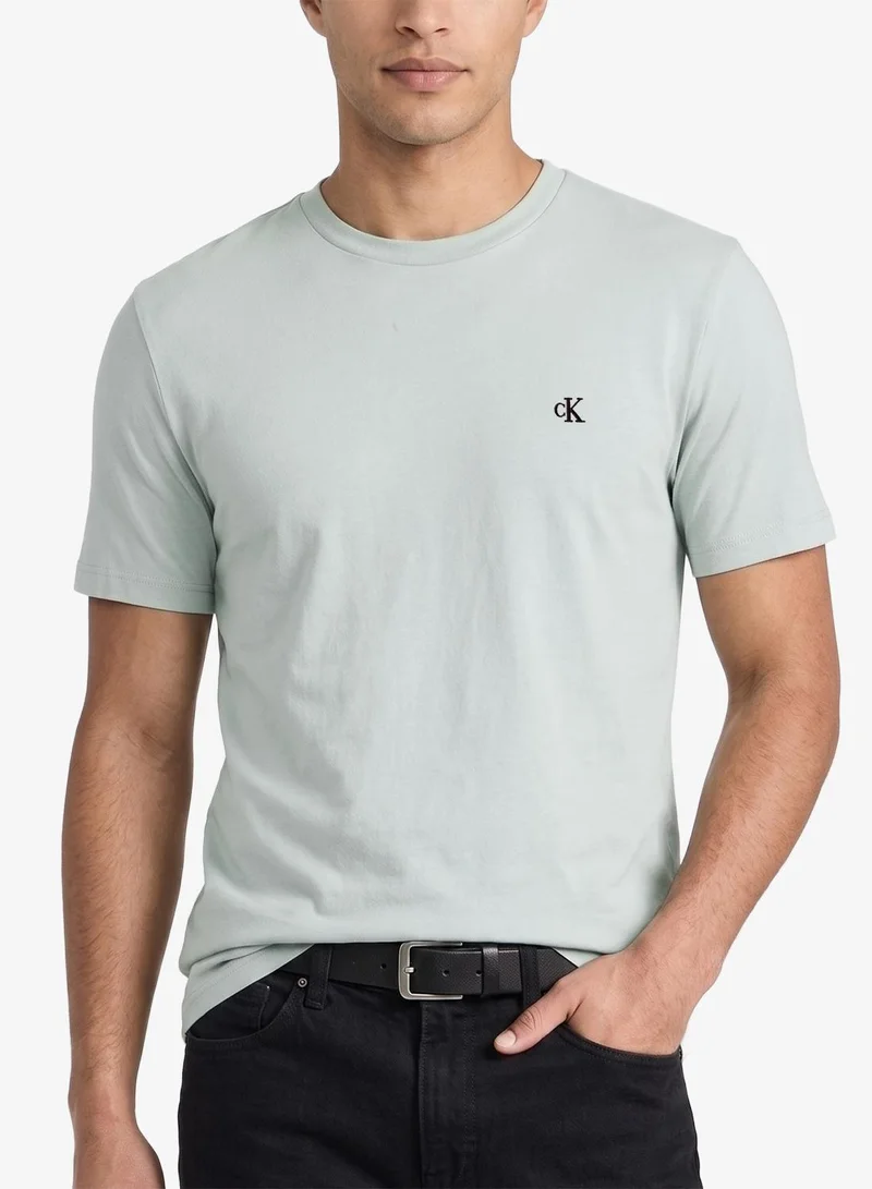 Calvin Klein Jeans Pale Meadow Monogram Embroidery T-Shirt for Men | Best Price UAE