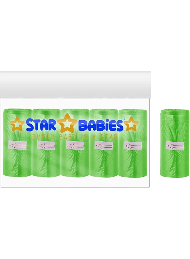 STAR BABiES Scented Bag Green Pack Of 5 + 1 Roll Free (90 Bags) - Image 1