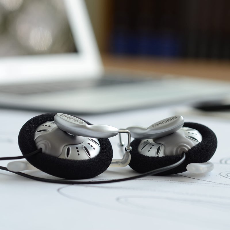 Koss KSC75 Portable On-Ear Clip Headphones, Retro Style, Ultra Lightweight, Silver and Black - Image 2