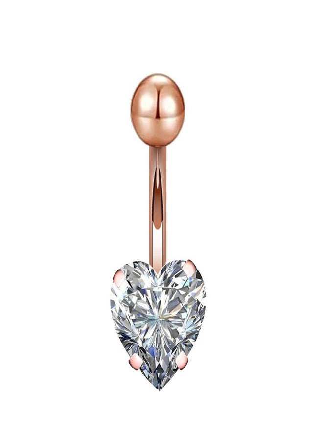Sorellaz Womens Navel Belly Button Piercing Rosegold American Diamond Heart Ring: Pack of 1 (SRFAJW/A234-rgah) - Image 1
