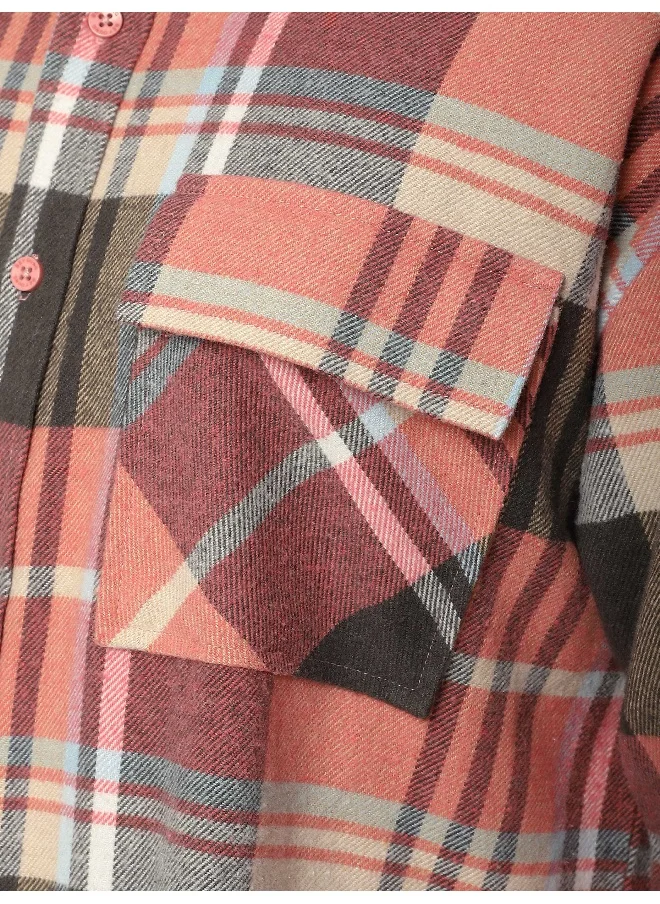 بيونغ Pink Recycled Plaid Flannel Shirt