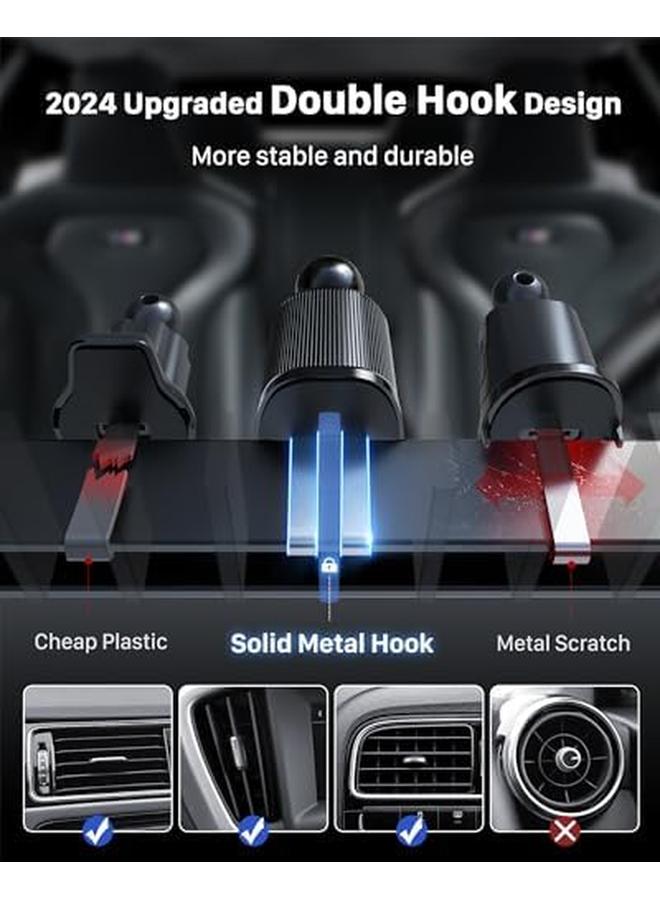 erorex Car Phone Holder 2024 Air Vent Phone Holder For Cars Iphone Car Holder Double Lock Metal Hook Super Stable Big Phone Friendly For Iphone 15 14 13 12 11 Pro Max Samsung S23 S22 S21 Pixel Etc  - Image 2
