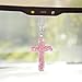 ZIMISI Bling Cross Car Hanging Ornament Crystal Rhinestone Car Rearview Mirror Pendant for Women Diamond Rear View Mirror Charm Present Universal Vehicle Interior Decoration Accessory Pink - Image 2