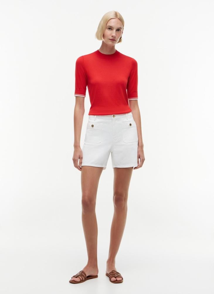 TOMMY HILFIGER Tipped Short Sleeve Jumper With Silk - Image 4