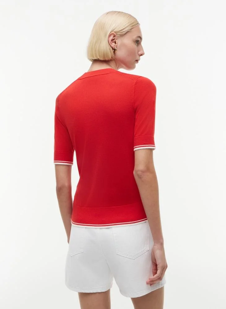 Tommy Hilfiger Tipped Short Sleeve Jumper With Silk