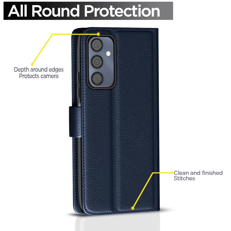 Pikkme غطاء فليب جلد لسامسونج جالاكسي M34 5G / F34 5G | داخل TPU مع جيوب للبطاقات | حامل محفظة ومضاد للصدمات | حماية كاملة غطاء فليب (أزرق) - Image 4