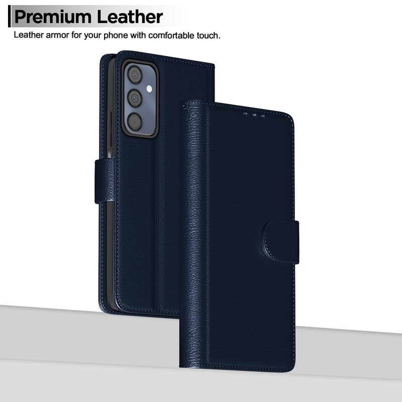 Pikkme غطاء فليب جلد لسامسونج جالاكسي M34 5G / F34 5G | داخل TPU مع جيوب للبطاقات | حامل محفظة ومضاد للصدمات | حماية كاملة غطاء فليب (أزرق) - Image 2