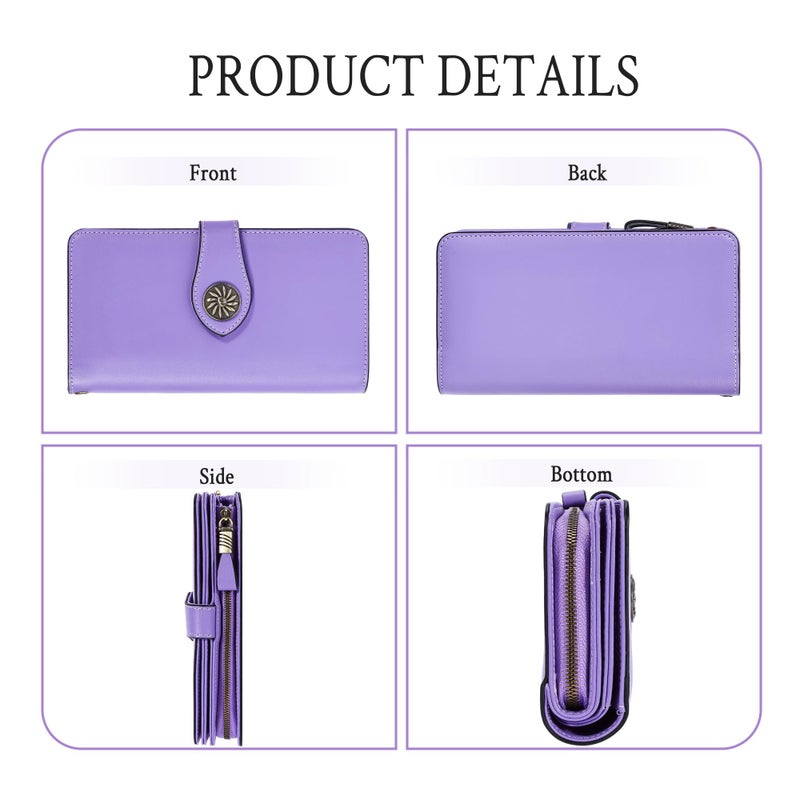 Travelambo Women's Wallet RFID Blocking Wristlet Clutch Purse with Large Capacity & Removable Strap - Image 4