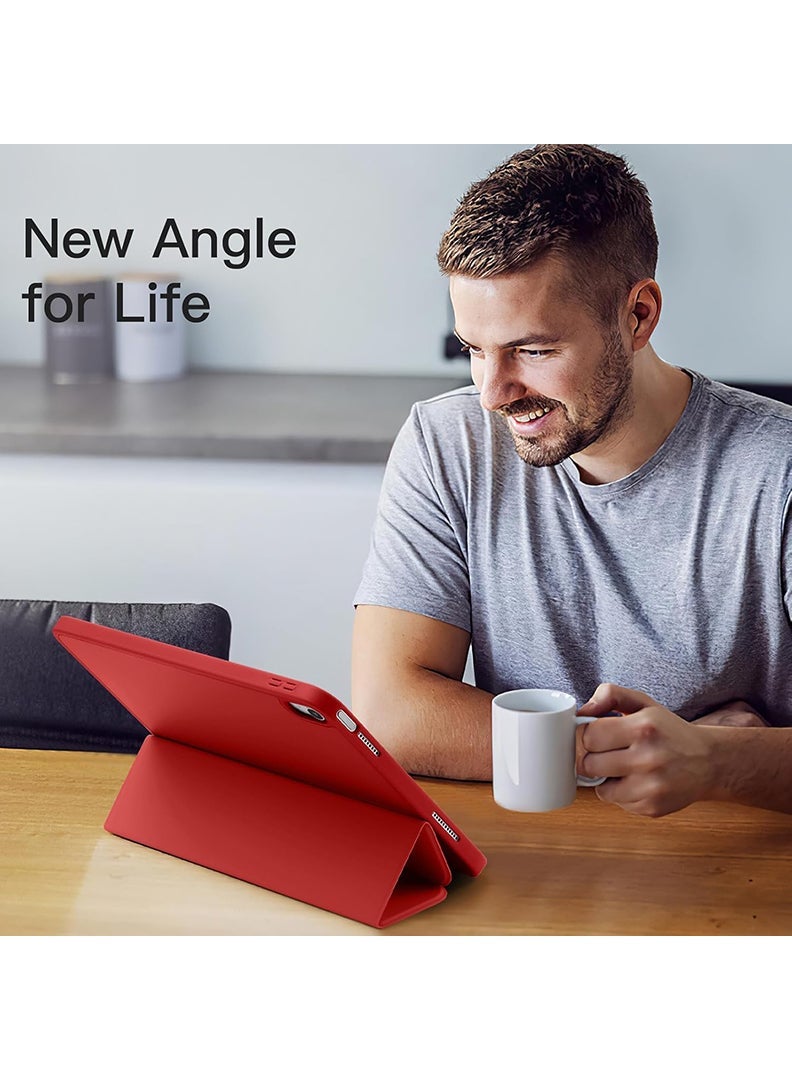 ELTRAZONE Slim Smart Case for iPad Air 11 Inch (M4 2026/ M3 2025/ M2 2024) Lightweight Slim Trifold Cover with Pencil Holder, Soft TPU Back, Auto Wake Sleep, Shockproof Protective Tablet Case - Red - Image 3