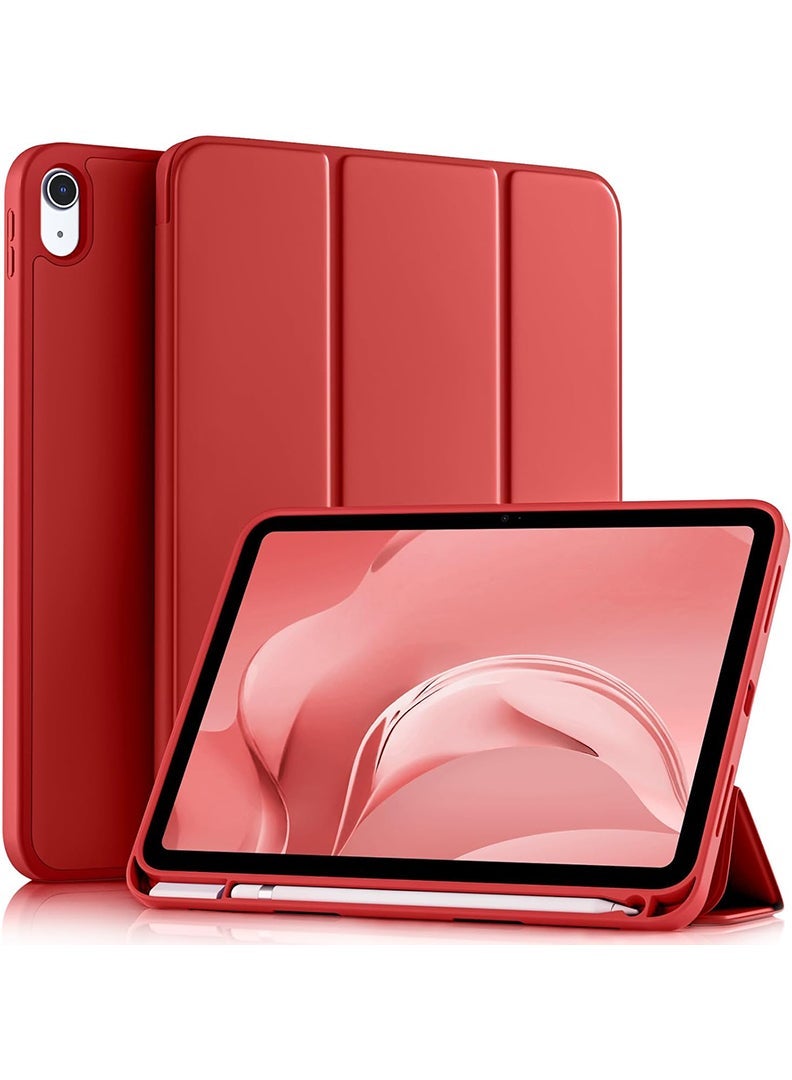 ELTRAZONE Slim Smart Case for iPad Air 11 Inch (M4 2026/ M3 2025/ M2 2024) Lightweight Slim Trifold Cover with Pencil Holder, Soft TPU Back, Auto Wake Sleep, Shockproof Protective Tablet Case - Red - Image 1