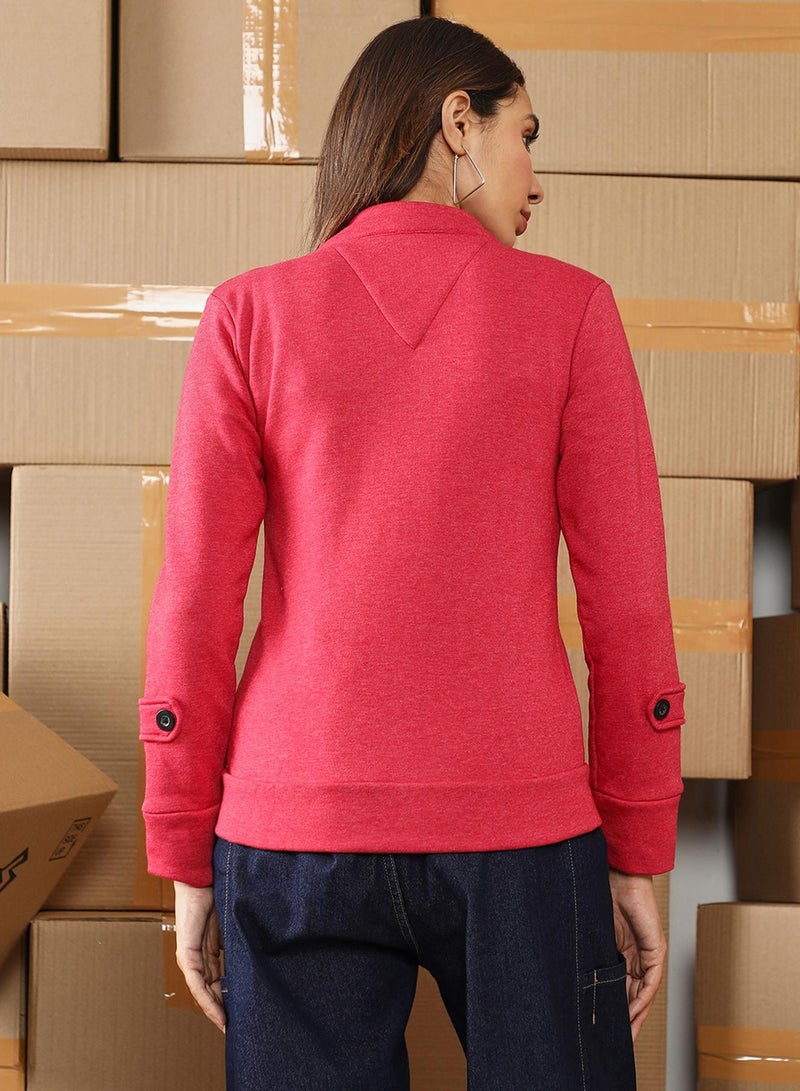 كامبوس سوترا Women's Rose Red Solid Knit Jacket  - Image 5