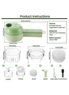 Arabest 4 in 1 Portable Electric Vegetable Chopper Set, Cordless Handheld Electric Food Chopper Set with Brush, Multifunctional Vegetable Chopper for Garlic Pepper Pepper Onion Celery Ginger Meat  - Image 5