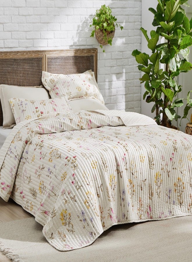 Bedsure Floral Quilt Set King - Reversible Autumn Botanical Quilt Bedding Set, 3 Pieces Lightweight Bedspread, Soft Microfiber Coverlet with 2 Pillow Shams for All Seasons (106"x96") - Image 2