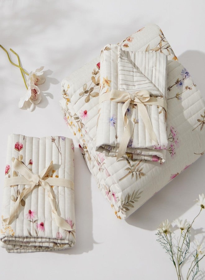 Bedsure Floral Quilt Set King - Reversible Autumn Botanical Quilt Bedding Set, 3 Pieces Lightweight Bedspread, Soft Microfiber Coverlet with 2 Pillow Shams for All Seasons (106"x96") - Image 5