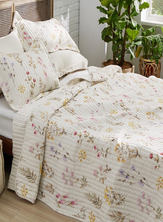 Bedsure Floral Quilt Set King - Reversible Autumn Botanical Quilt Bedding Set, 3 Pieces Lightweight Bedspread, Soft Microfiber Coverlet with 2 Pillow Shams for All Seasons (106"x96") - Image 4