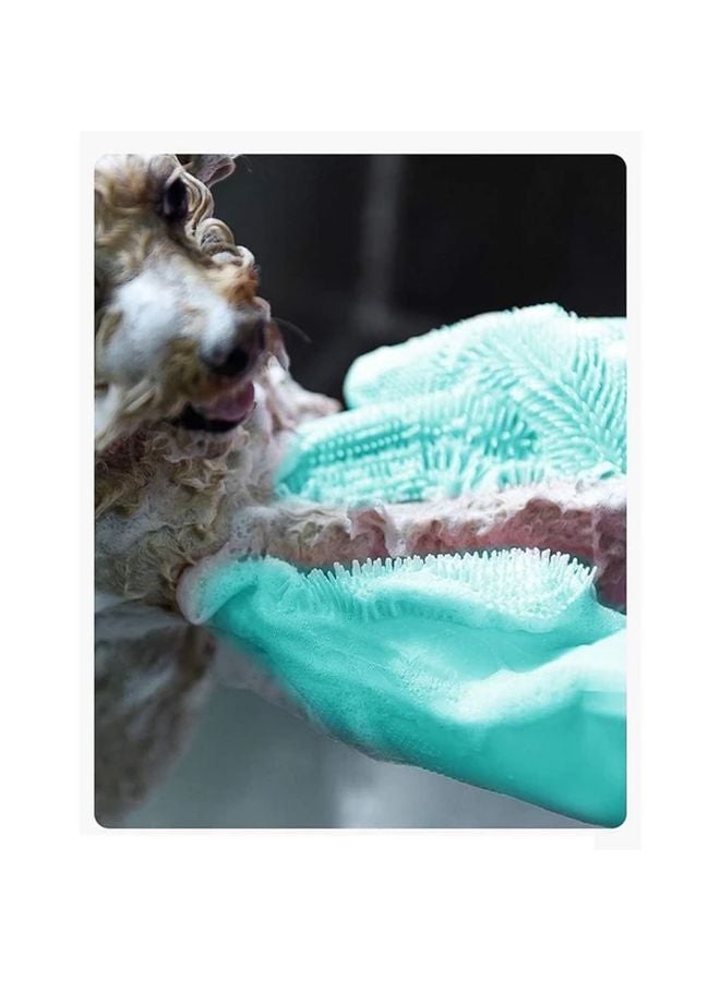 Heavy Duty Dishwashing Gloves 1 Pair Non Slip Grip Abrasive Scrubbing Surface Turquoise - Image 5