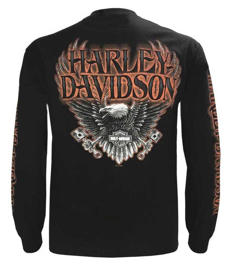 HARLEY DAVIDSON Harley-Davidson Men's Eagle Piston Long Sleeve Crew Shirt, Black 30299947 (L) - Image 2