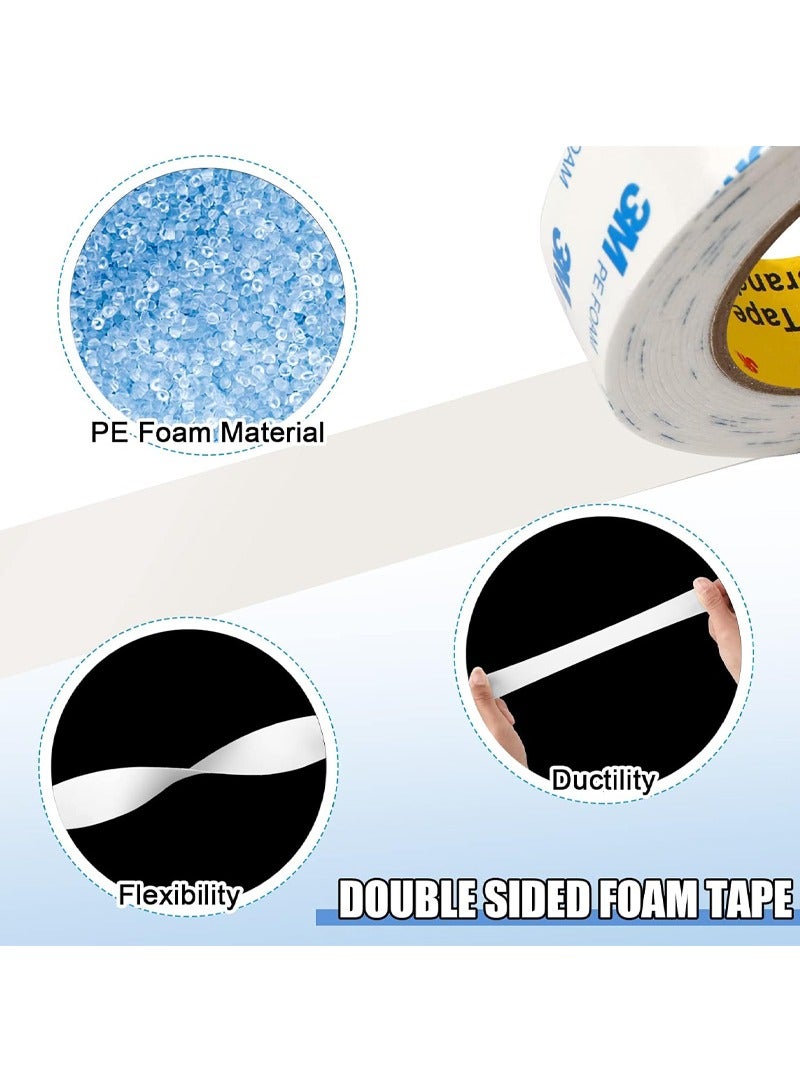 3M Double Sided Tape 5cm*3meter, Mounting Tape Heavy Duty, Removeable PE Foam Tape Strips, Strong Adhesive Tape Waterproof Free Damage for Paint Wall Picture Hanging Poster - Image 3