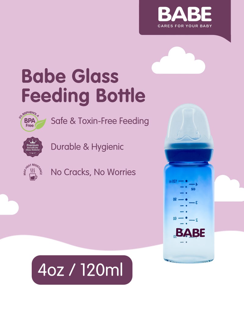 بابي زجاجة رضاعة زجاجية من بيبي بيبي، سعة 120 مل (4 أونصة) - أزرق - Image 4