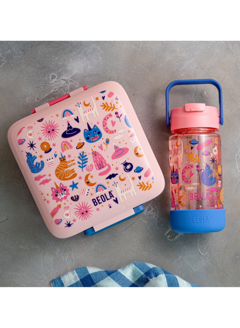 بيولا مجموعة بيولا مكونة من قطعتين، صندوق غداء للأطفال للمدرسة مع زجاجة، علبة بنتو غداء للأطفال مع وعاء طعام معزول بسعة 8 أونصات وزجاجة ماء معزولة بسعة 500 مل بغطاء شفاط وقاعدة سيليكون (يوني كات ماجيك) - Image 2