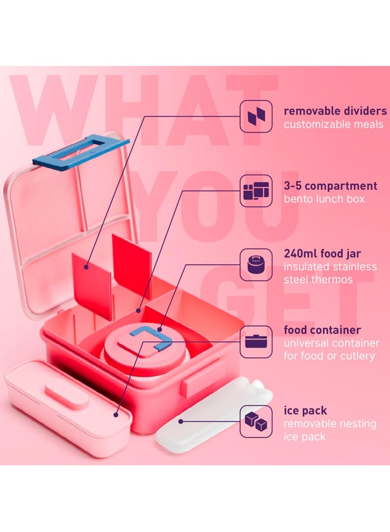 بيولا مجموعة بيولا مكونة من قطعتين، صندوق غداء للأطفال للمدرسة مع زجاجة، علبة بنتو غداء للأطفال مع وعاء طعام معزول بسعة 8 أونصات وزجاجة ماء معزولة بسعة 500 مل بغطاء شفاط وقاعدة سيليكون (يوني كات ماجيك) - Image 3