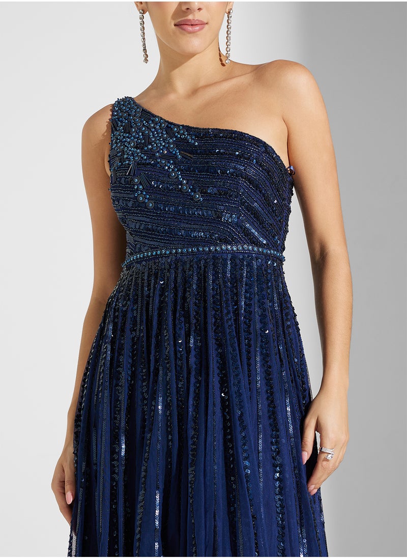 Amelia Rose One Shoulder Embellished Dress  - Image 3
