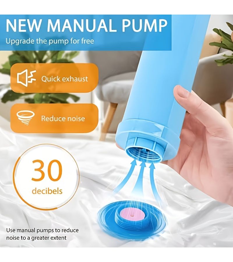 9pcs Vacuum Compression Bags with Hand Pump Space Saver For Travel Clothes Storage - Image 2