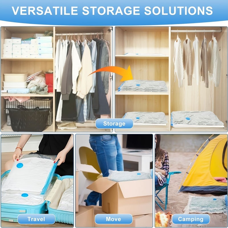 9pcs Vacuum Compression Bags with Hand Pump Space Saver For Travel Clothes Storage - Image 5