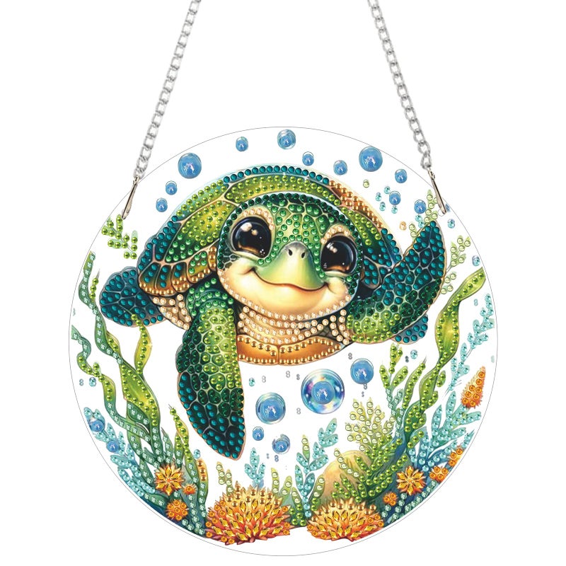 AIBOERL Diamond Art Hanging Kit for Adult,Special Shaped Rhinestone,Double Sided 5D DIY Acrylic Diamond Art Painting Window Pendants Home Garden Wall Hanging Kits Hanging Ornament (Turtles) - Image 1