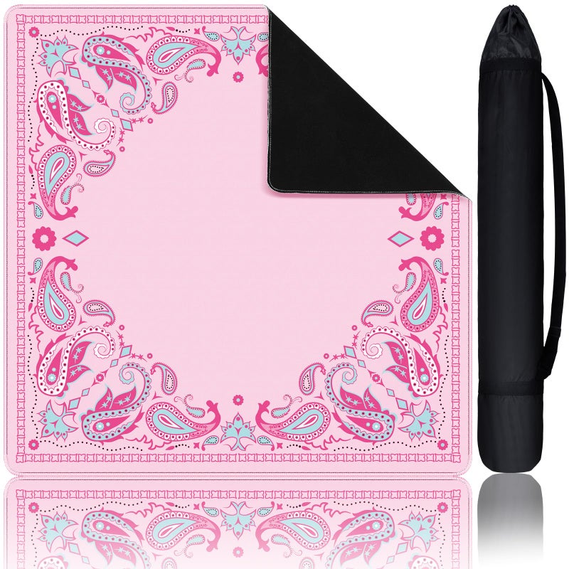 Sonwyoung 315 in Paisley Mahjong Mat with Black Carrying Bag Multi Purpose Game Mat AntiSlip Noisereducing Rubber Table Cover for Mahjong Card Board Tile Games Pink - Image 3