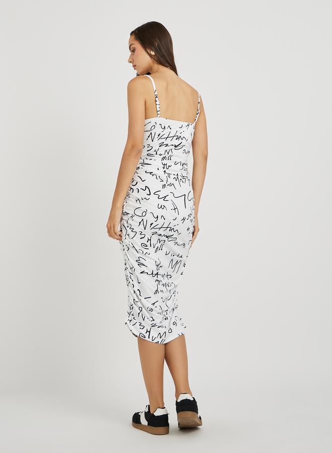 Take Two Printed Ruched Midi Dress  - Image 4