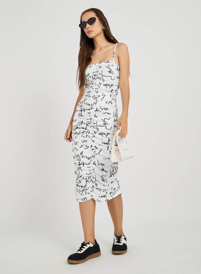 Take Two Printed Ruched Midi Dress  - Image 1